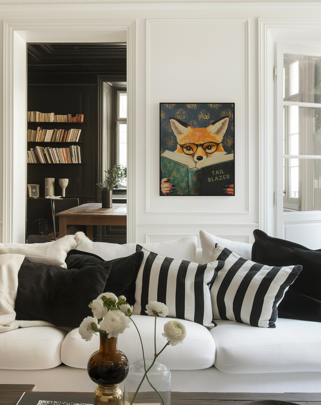 Whimsical Fox Reading Book Art Print - Motivational Literary Wall Decor for Cozy Nooks