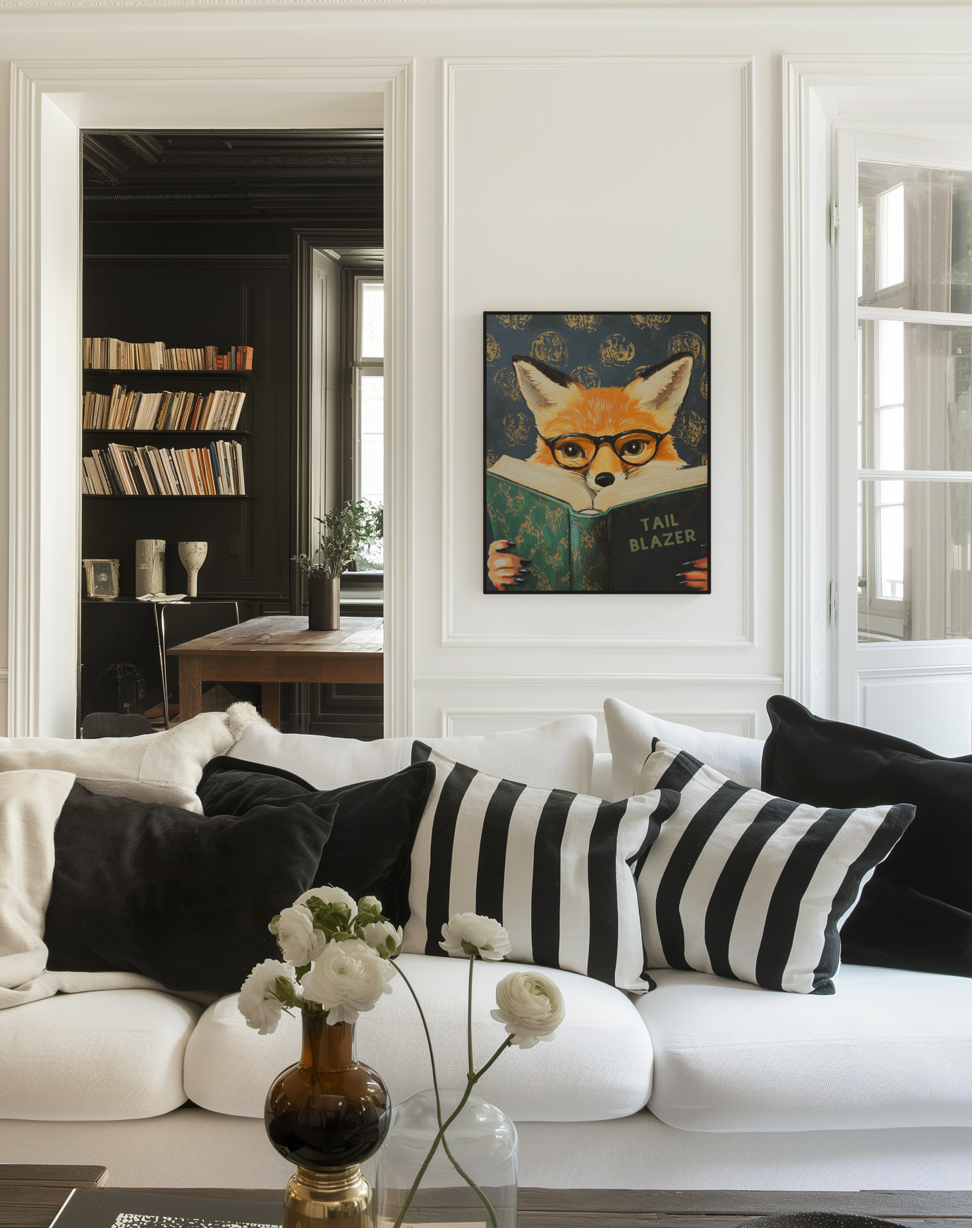 Whimsical Fox Reading Book Art Print - Motivational Literary Wall Decor for Cozy Nooks