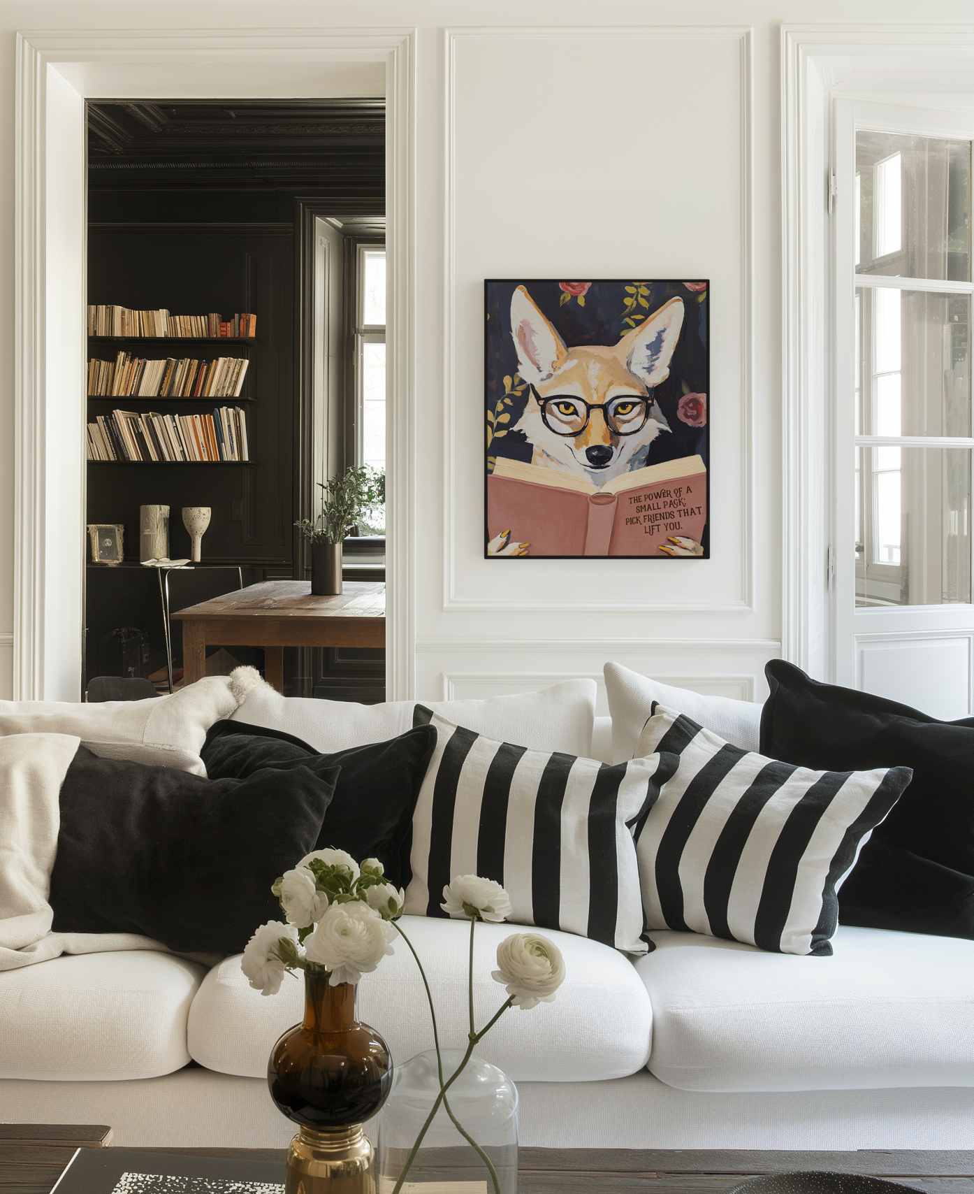 Coyote Reading Book Art Print – Literary Animal Wall Decor, Motivational Quote, Book Lover Gift, Cozy Reading Nook Art