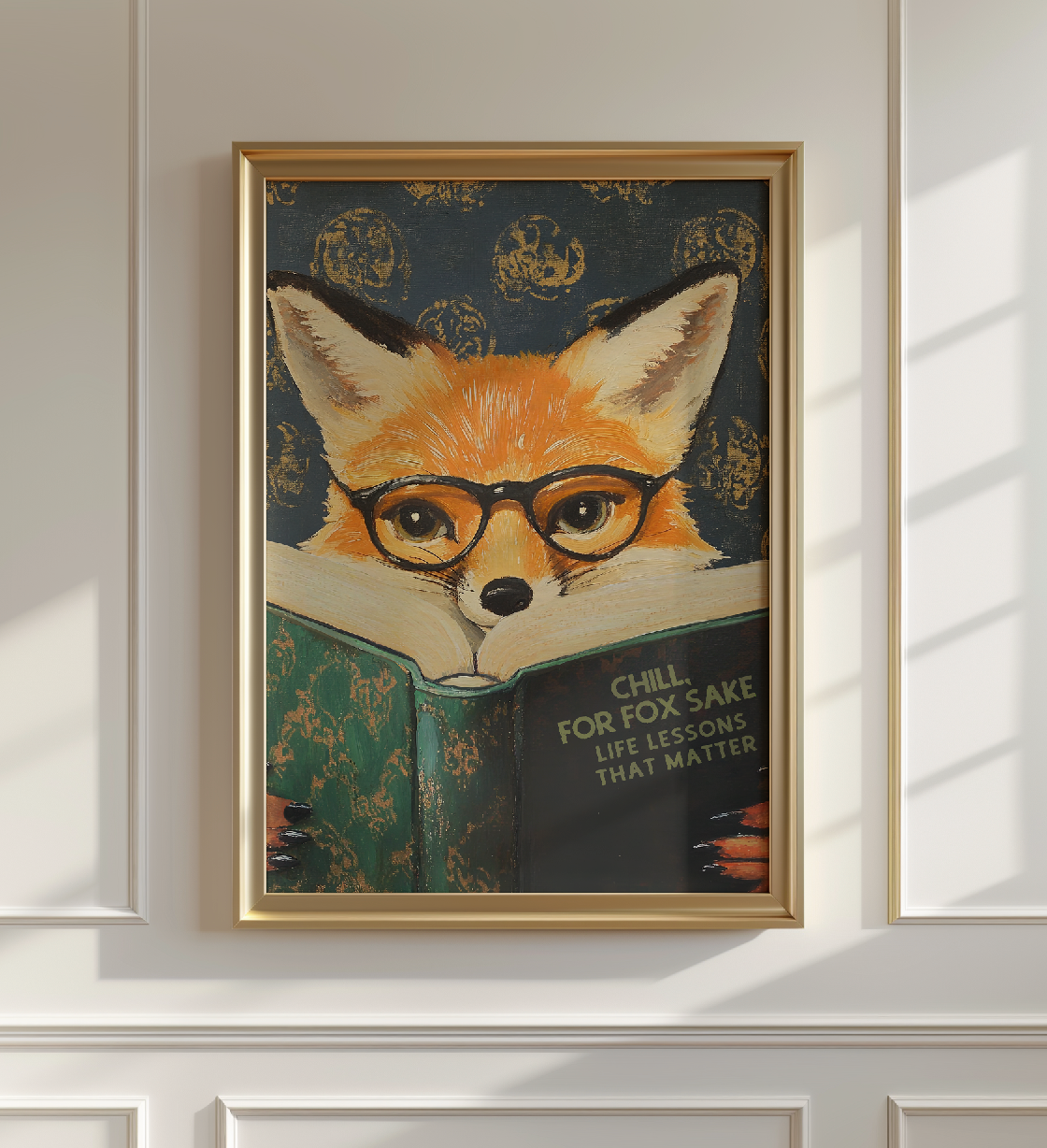 Funny Fox Reading Book Art Print – Literary Animal Wall Decor, Motivational Quote, Book Lover Gift, Cozy Reading Nook Art