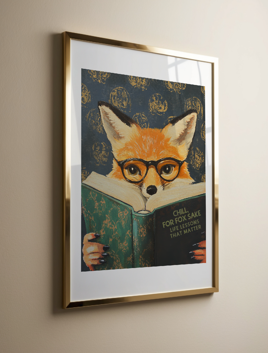 Funny Fox Reading Book Art Print – Literary Animal Wall Decor, Motivational Quote, Book Lover Gift, Cozy Reading Nook Art