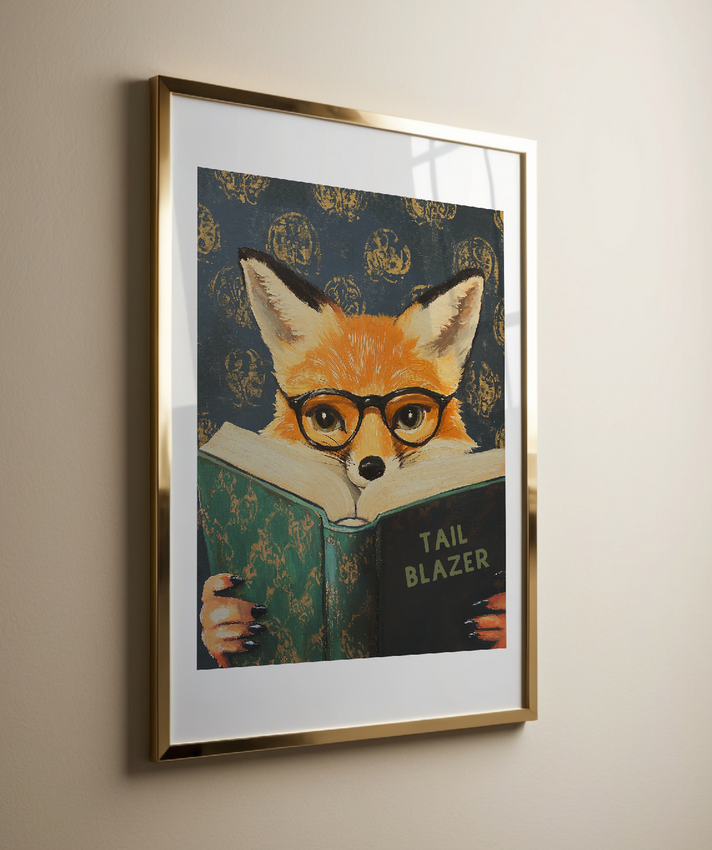 Whimsical Fox Reading Book Art Print - Motivational Literary Wall Decor for Cozy Nooks