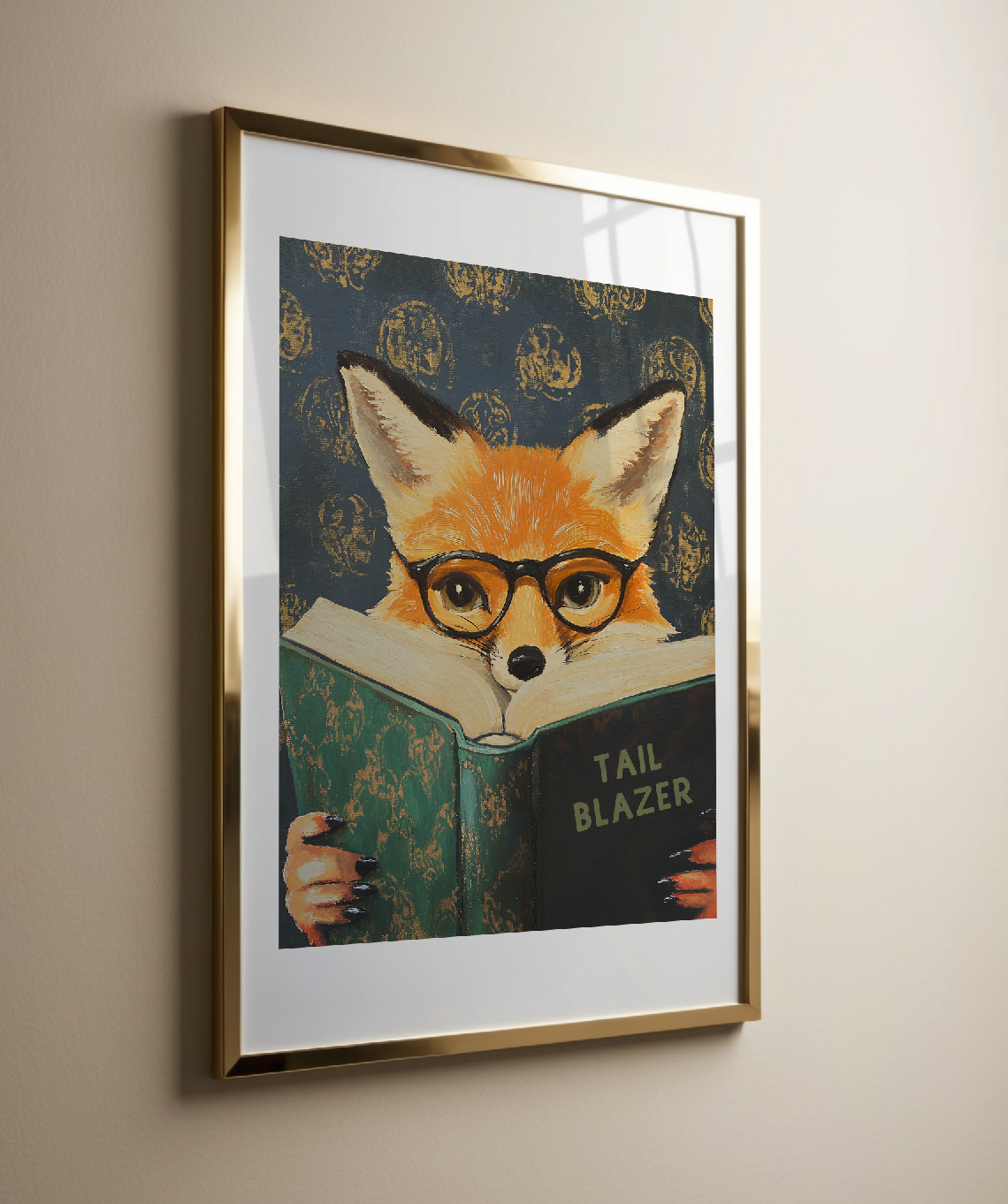 Whimsical Fox Reading Book Art Print - Motivational Literary Wall Decor for Cozy Nooks