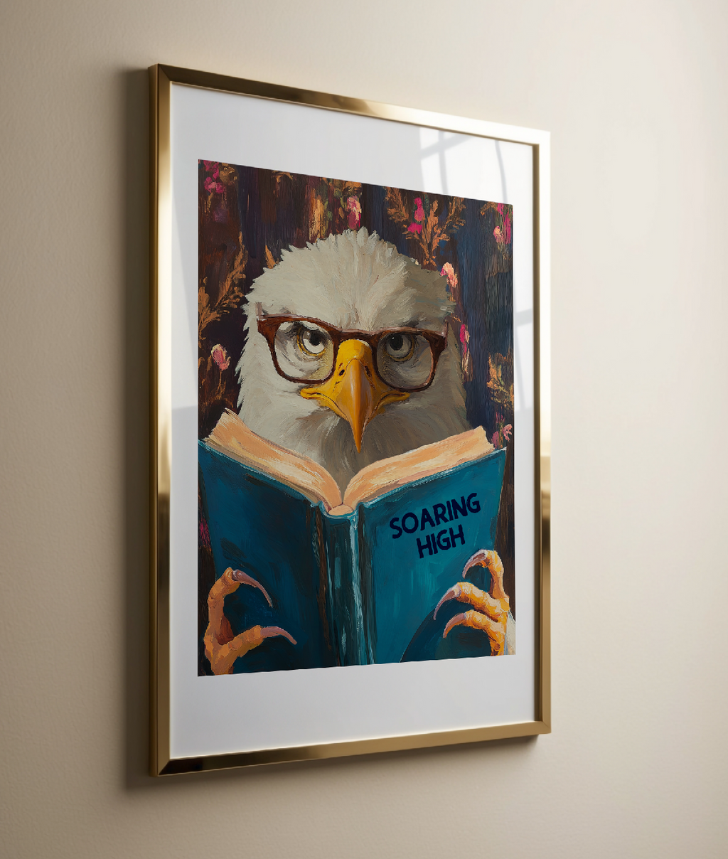 Humorous Eagle Reading Book Art Print