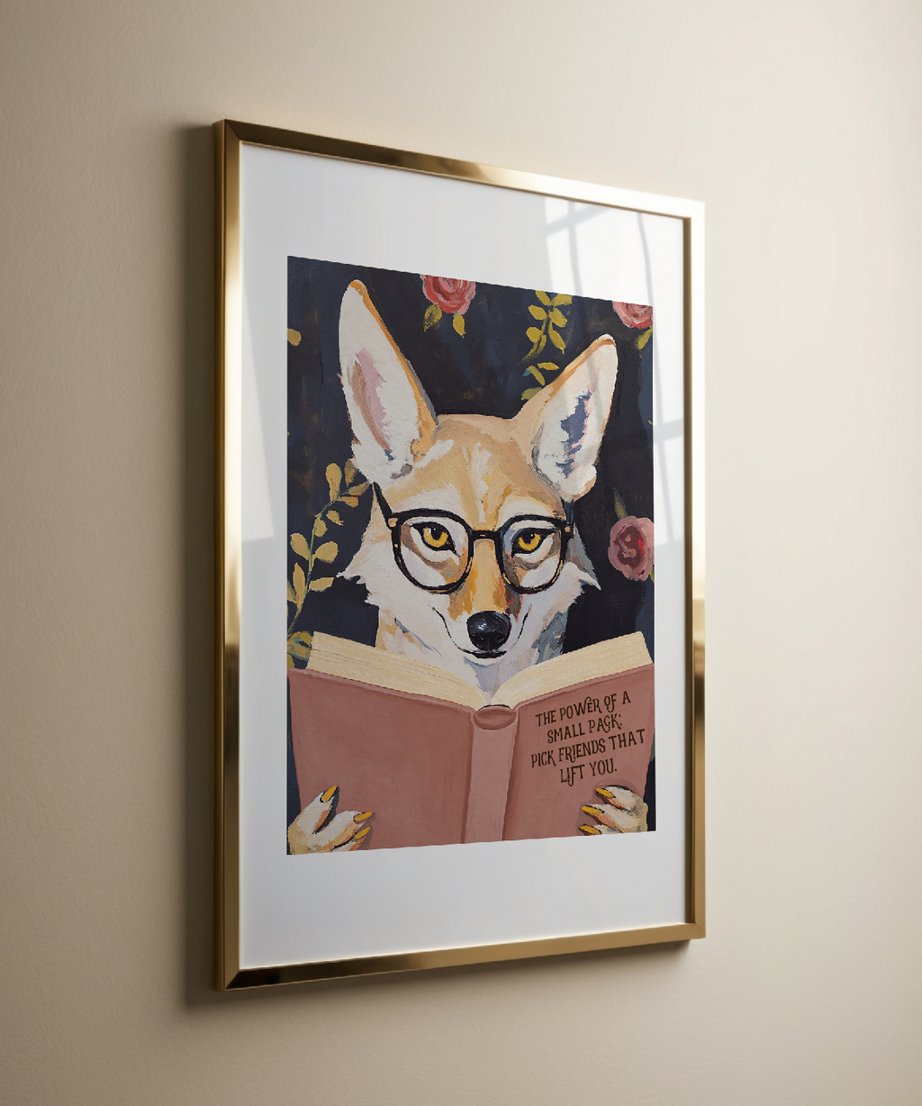 Coyote Reading Book Art Print – Literary Animal Wall Decor, Motivational Quote, Book Lover Gift, Cozy Reading Nook Art