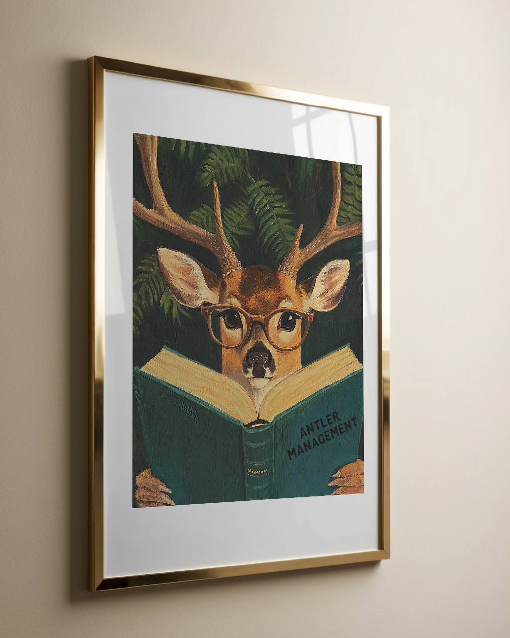 Deer Book Lovers Funny Wall Art Print – Motivational Animal Illustration, Literary Decor, Cute Deer Print, Cozy Reading Nook Art