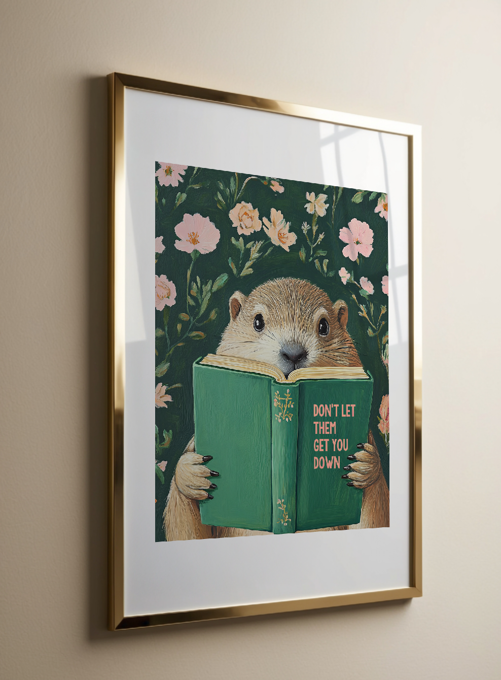 Whimsical Groundhog Reading Book Art Print - Literary Animal Wall Decor for Cozy Reading Nook RebelMod