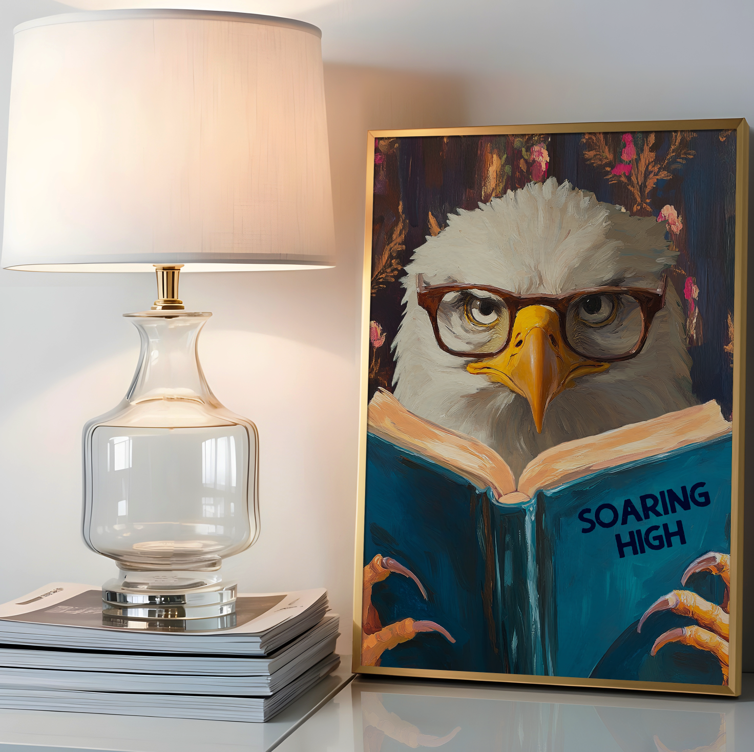 Humorous Eagle Reading Book Art Print