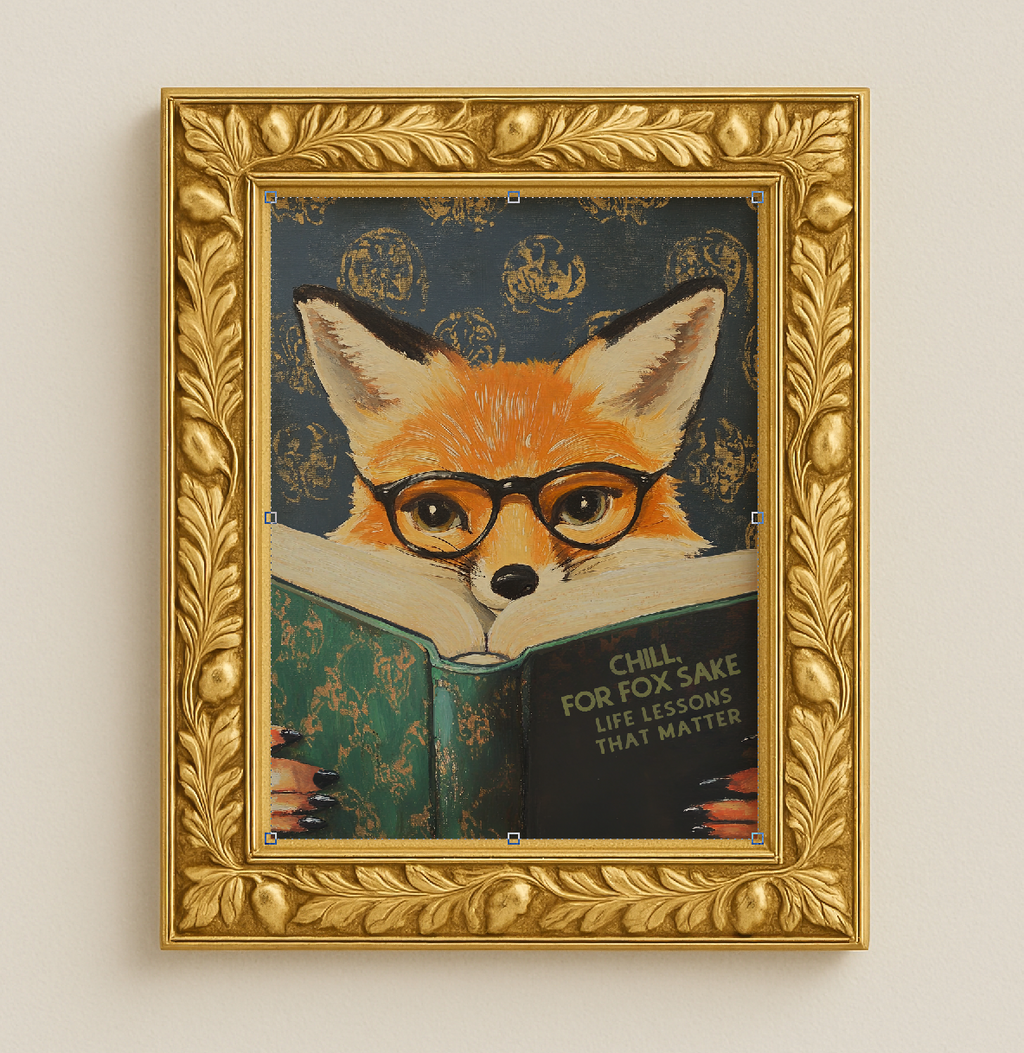 Funny Fox Reading Book Art Print – Literary Animal Wall Decor, Motivational Quote, Book Lover Gift, Cozy Reading Nook Art