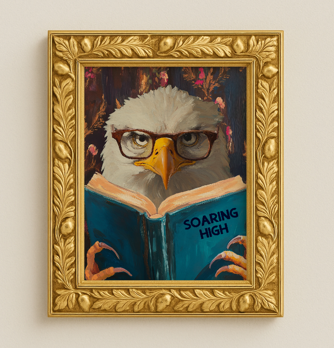 Humorous Eagle Reading Book Art Print