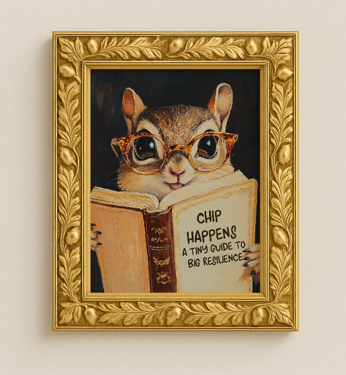 Whimsical Chipmunk Reading Book Art Print – Literary Animal Wall Decor, Cute Chipmunk Illustration, Book Lover Gift, Cozy Reading Nook Art