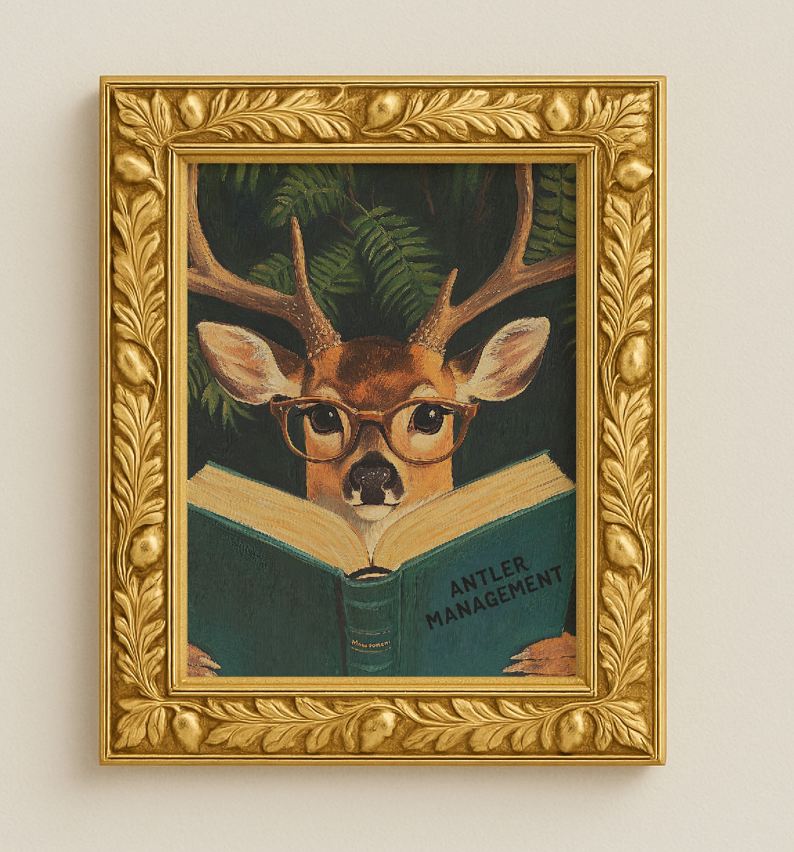 Deer Book Lovers Funny Wall Art Print – Motivational Animal Illustration, Literary Decor, Cute Deer Print, Cozy Reading Nook Art