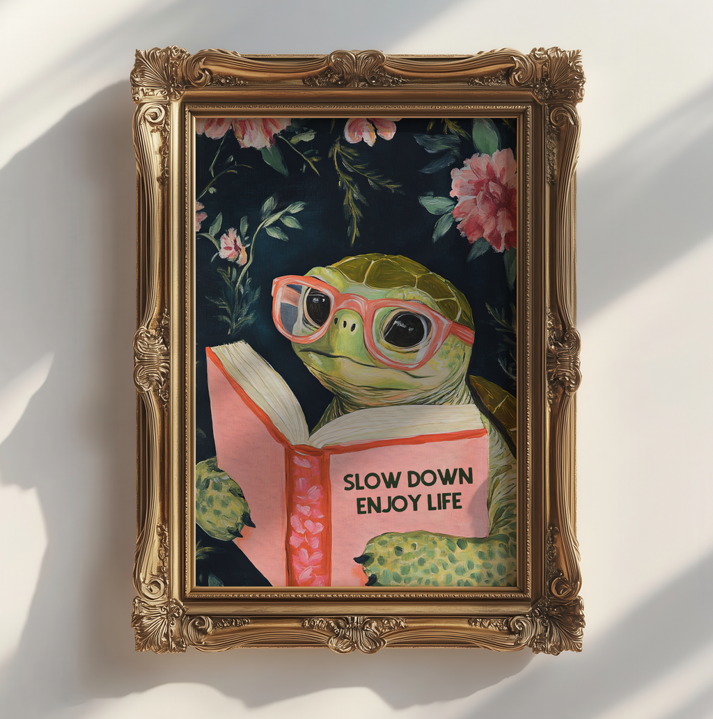 Sea Turtle Reading “Enjoy Life” Art Print - Image 2 by RebelMod