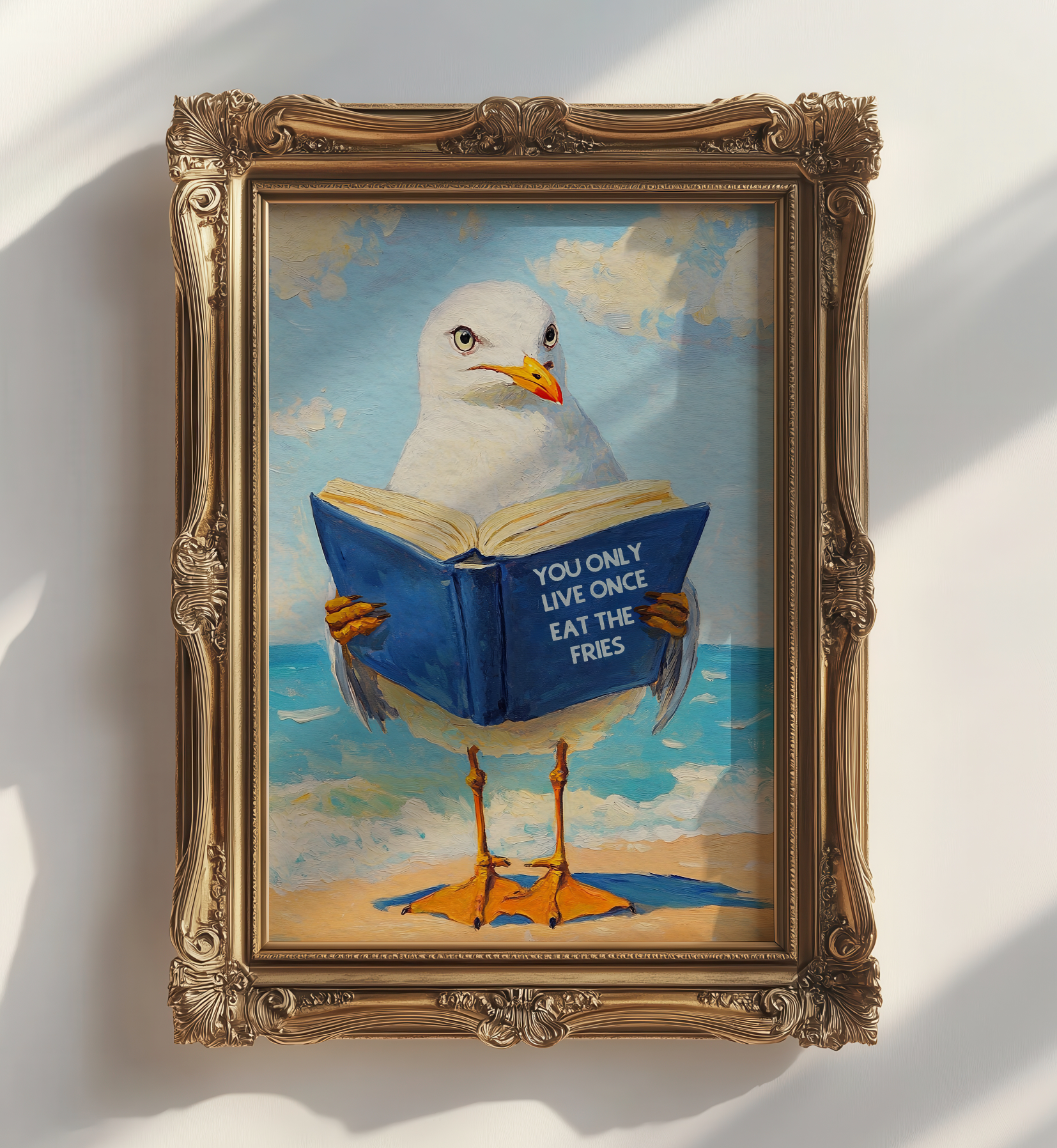 Seagull Motivational Reading Funny Literary Animal Book Lovers Wall Art