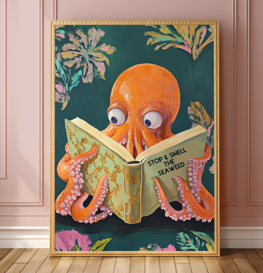 Octopus Reading Book Art Print - Image 4 by RebelMod