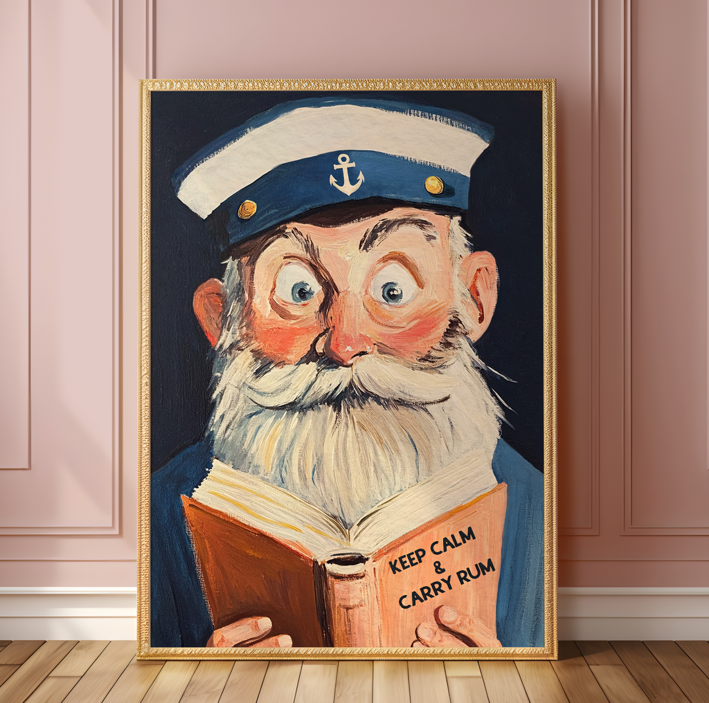 Nautical Sailor Reading Funny Literary Bar Book Lovers Wall Art