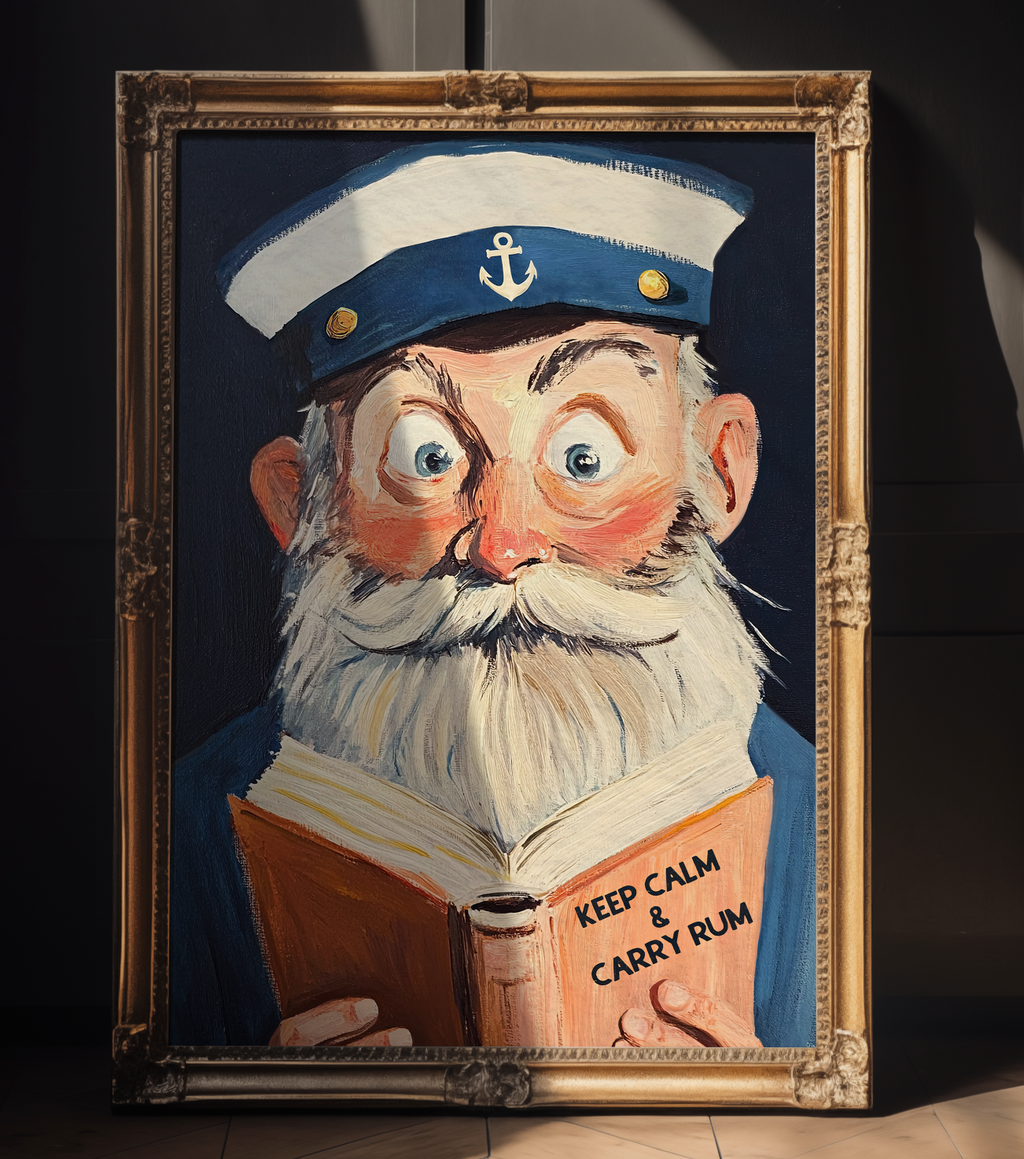 Nautical Sailor Reading Funny Literary Bar Book Lovers Wall Art
