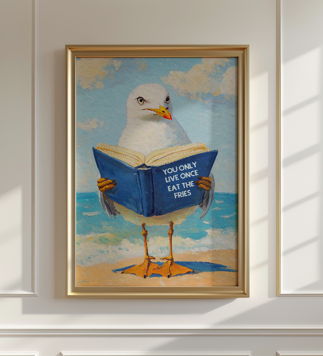 Seagull Motivational Reading Funny Literary Animal Book Lovers Wall Art