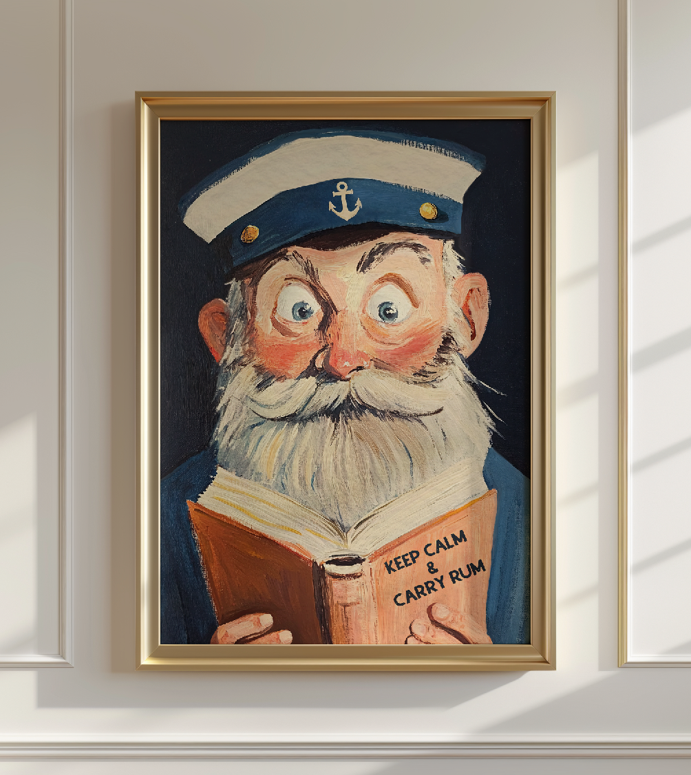 Nautical Sailor Reading Funny Literary Bar Book Lovers Wall Art