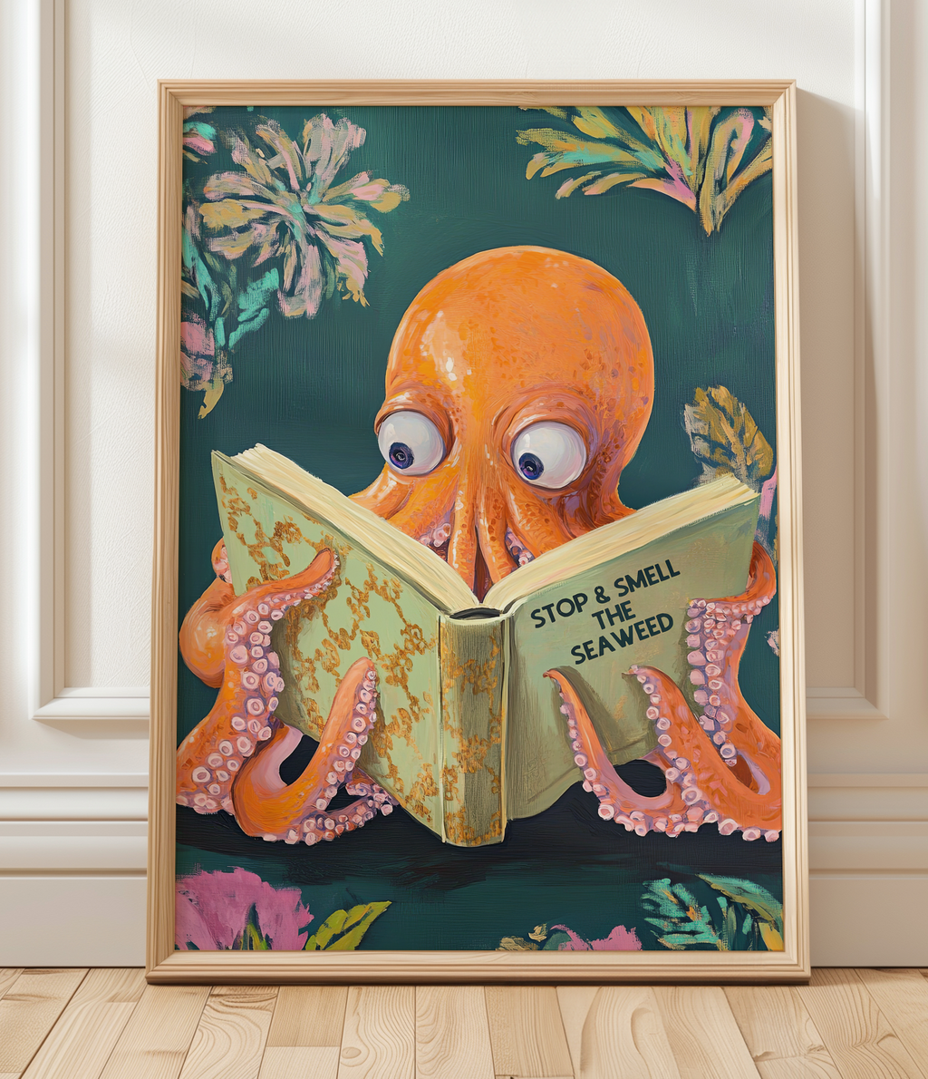 Octopus Reading Book Art Print - Image 6 by RebelMod