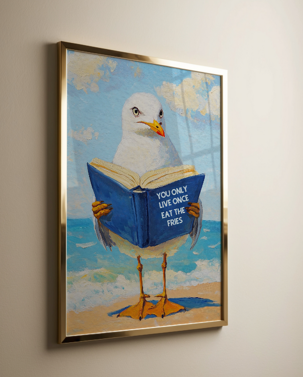 Seagull Motivational Reading Funny Literary Animal Book Lovers Wall Art