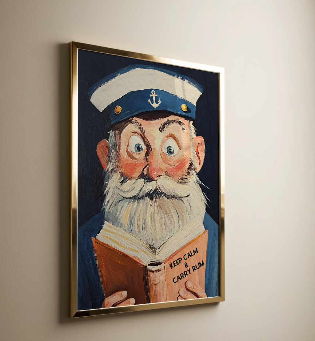 Nautical Sailor Reading Funny Literary Bar Book Lovers Wall Art