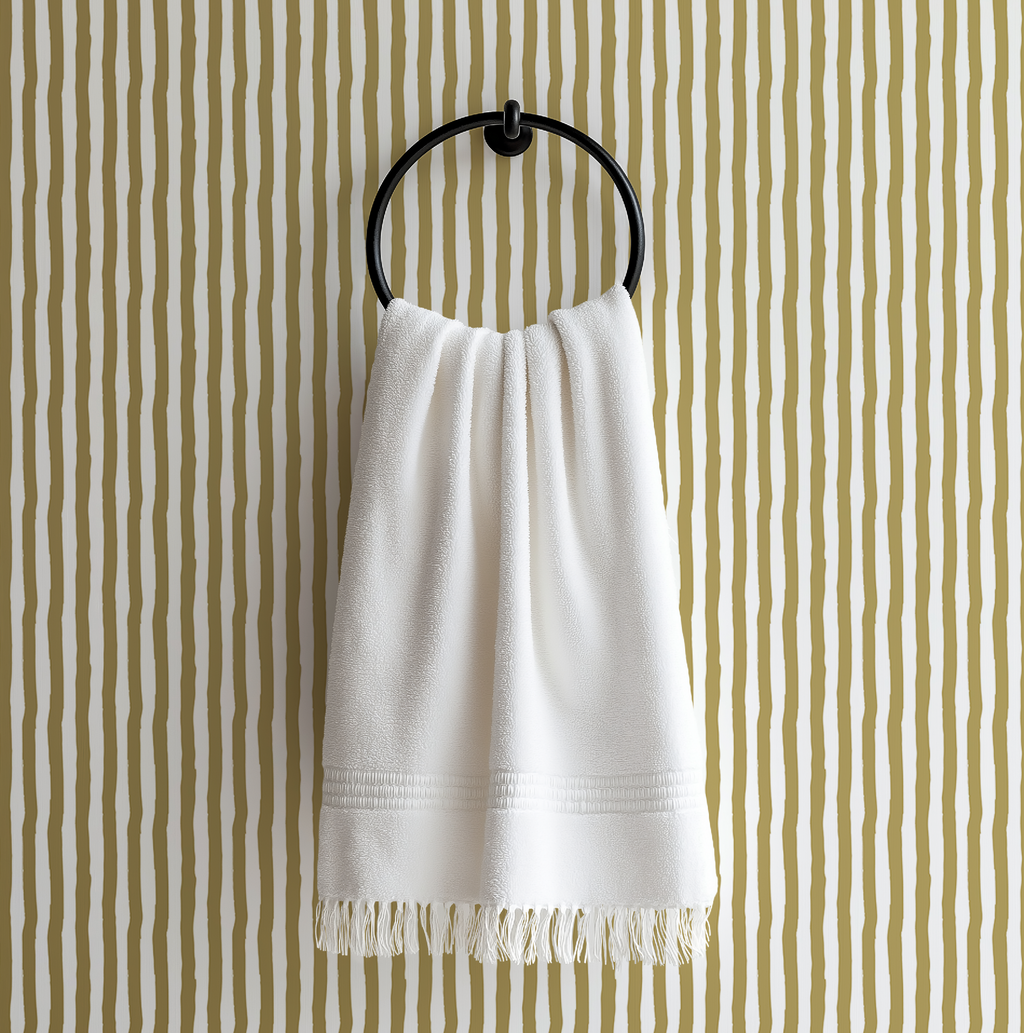Vibrant Muted Yellow Gold White Stripes WallpaperVibrant Muted Yellow Gold White Stripes Wallpaper - Peel and Stick or Traditional