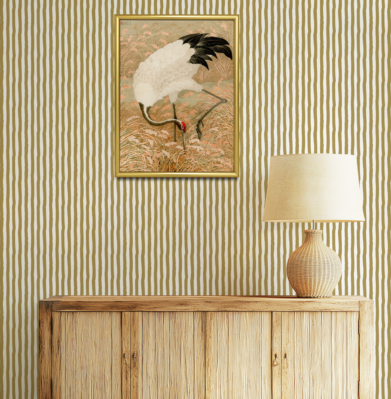 Vibrant Muted Yellow Gold White Stripes WallpaperVibrant Muted Yellow Gold White Stripes Wallpaper - Peel and Stick or Traditional