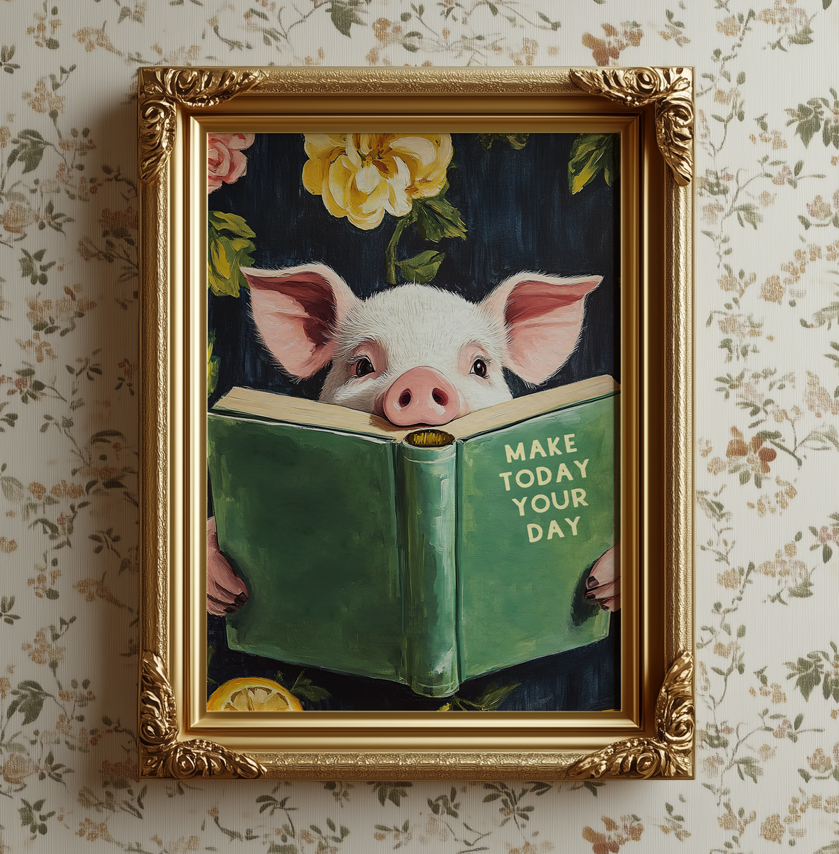 Funny Pig Reading Book – Whimsical Kitchen Wall Art Print - Image 5 by RebelMod