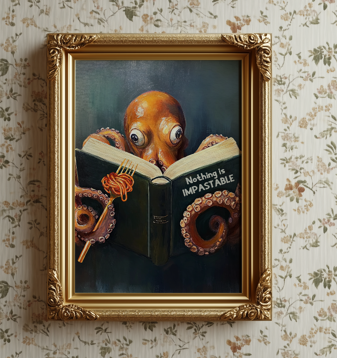 Whimsical Octopus Reading Book "Nothing is Impastable" - Motivational Kitchen Wall Art - Image 5 by RebelMod