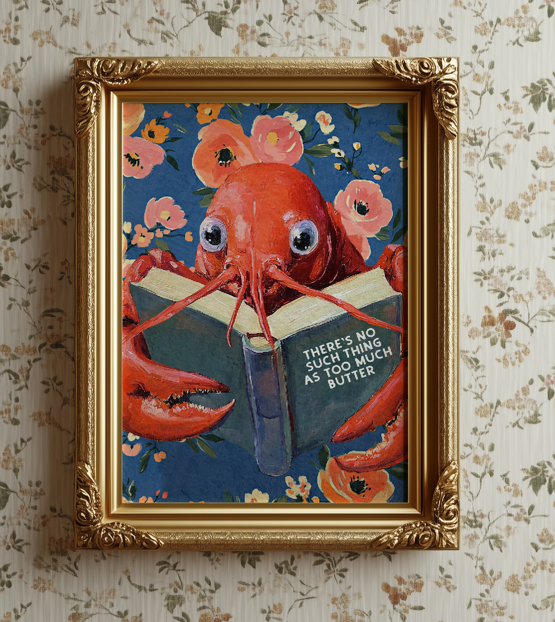 Whimsical Lobster Reading Recipe Book – Funny Kitchen Wall Art Print - Image 5 by RebelMod