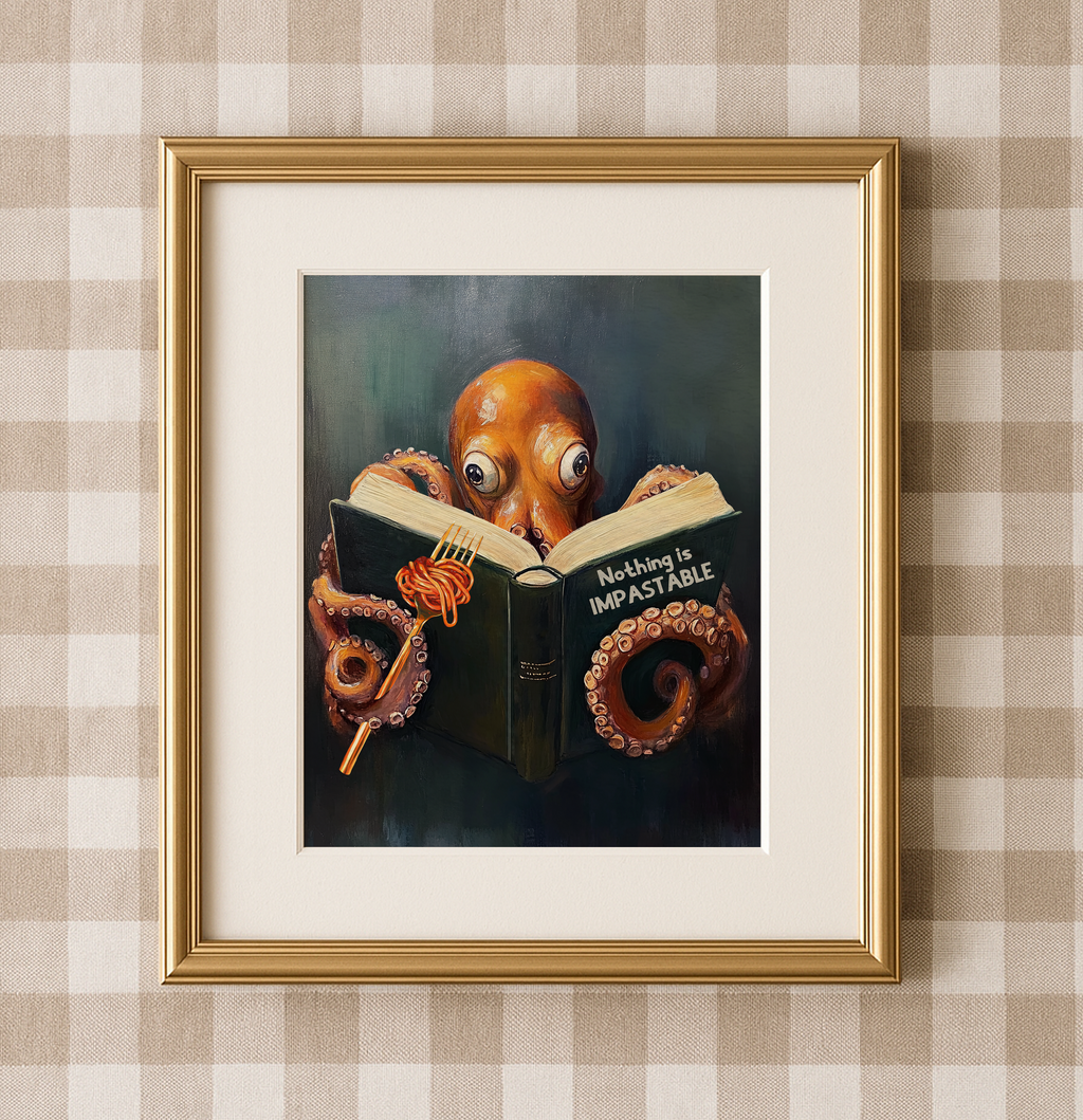 Whimsical Octopus Reading Book "Nothing is Impastable" - Motivational Kitchen Wall Art - Image 3 by RebelMod