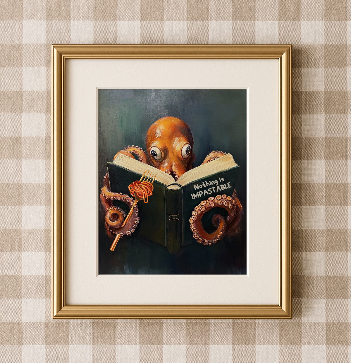 Whimsical Octopus Reading Book "Nothing is Impastable" - Motivational Kitchen Wall Art - Image 3 by RebelMod