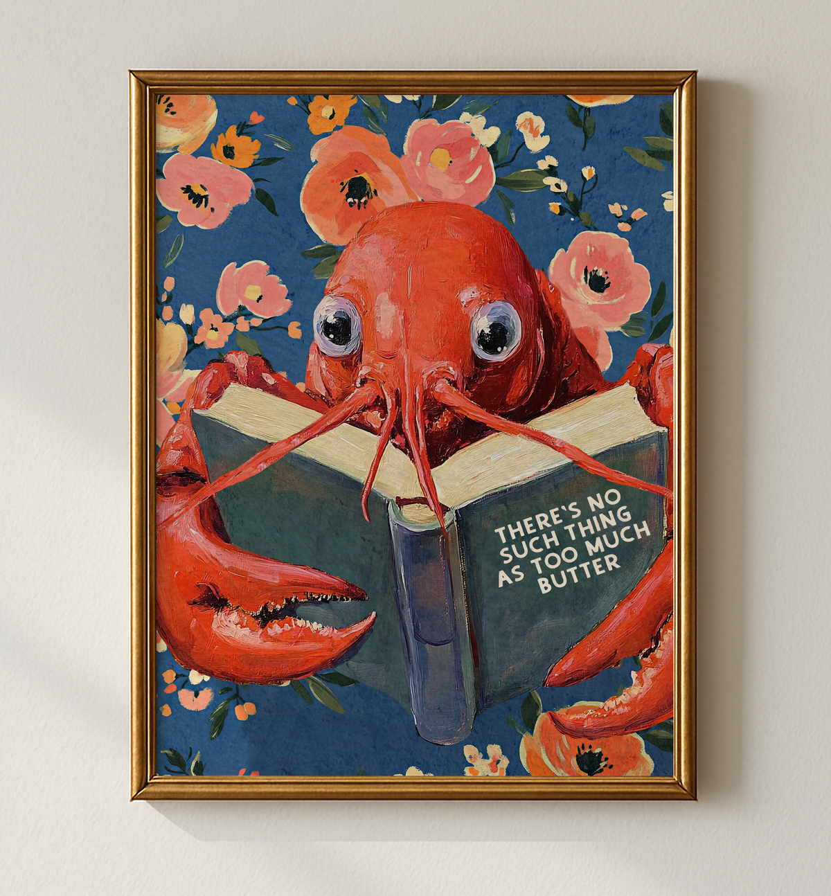Whimsical Lobster Reading Recipe Book – Funny Kitchen Wall Art Print - Image 6 by RebelMod