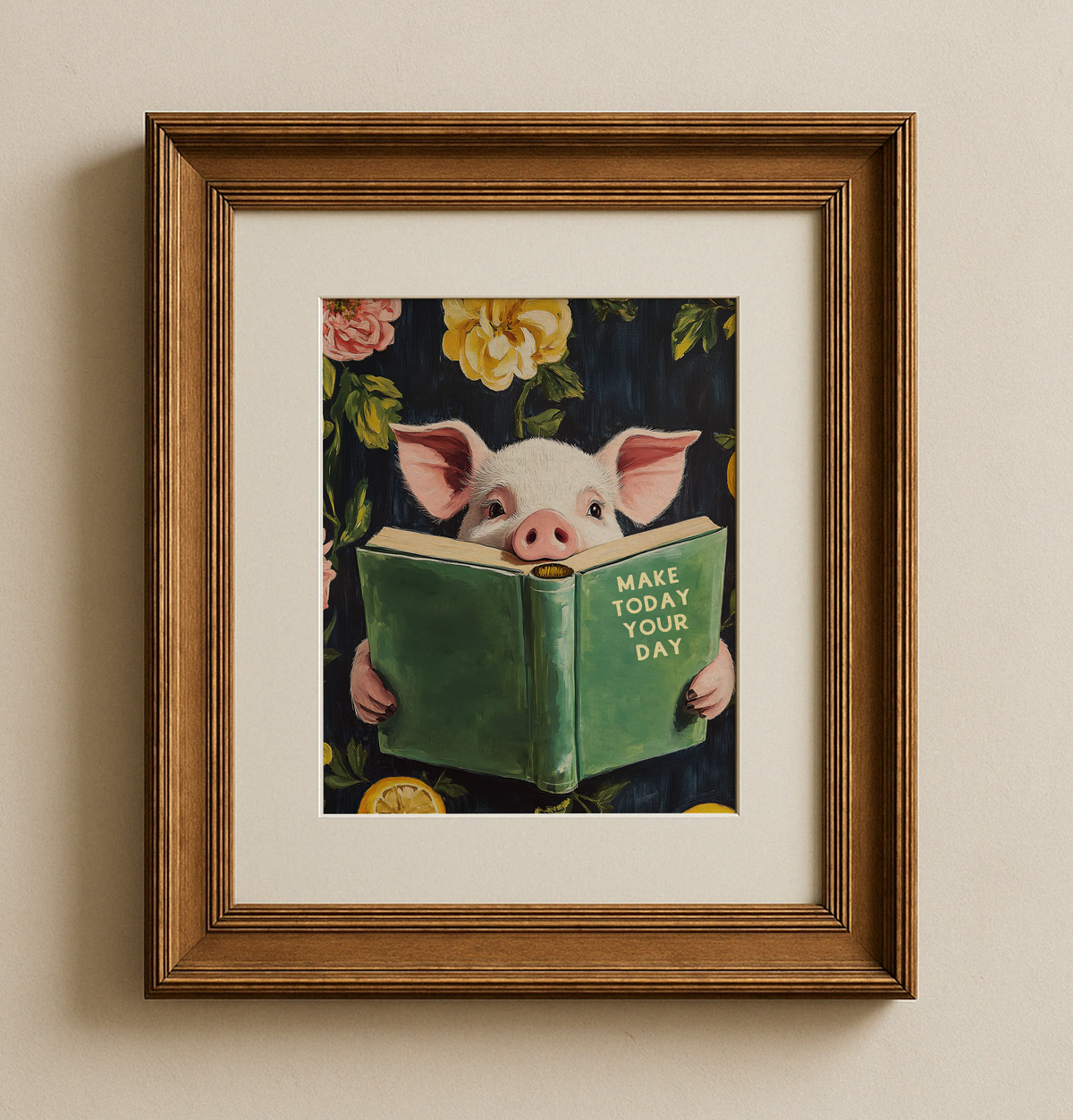 Funny Pig Reading Book – Whimsical Kitchen Wall Art Print - Image 7 by RebelMod