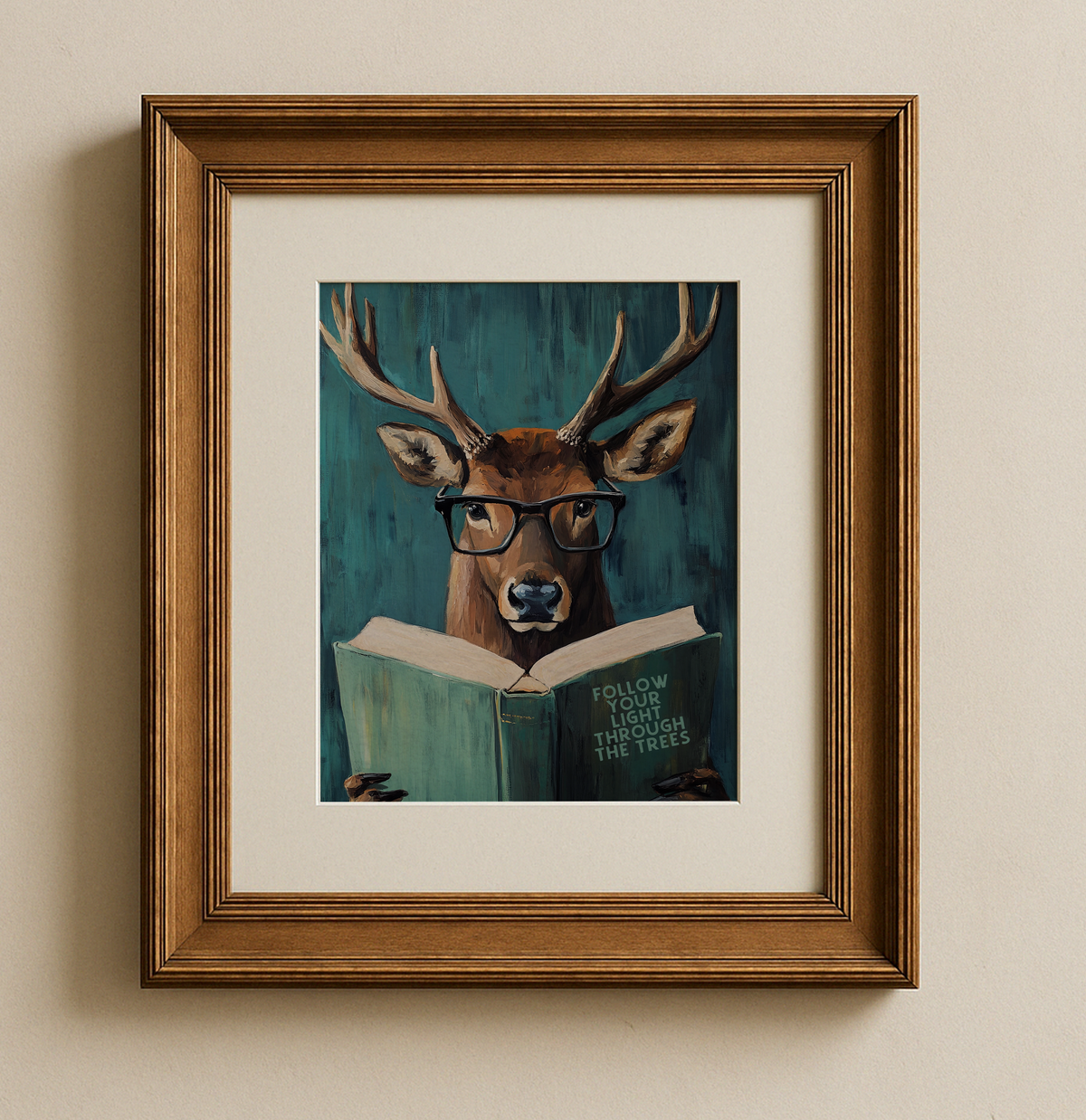 Whimsical Deer Reading Motivational Book – Funny Forest Wall Art Print - Image 7 by RebelMod