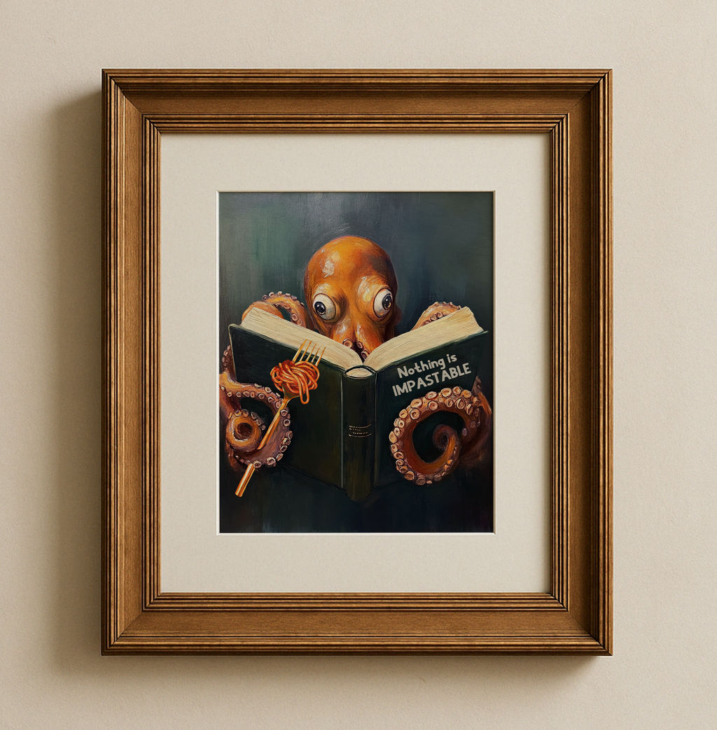 Whimsical Octopus Reading Book "Nothing is Impastable" - Motivational Kitchen Wall Art - Image 7 by RebelMod