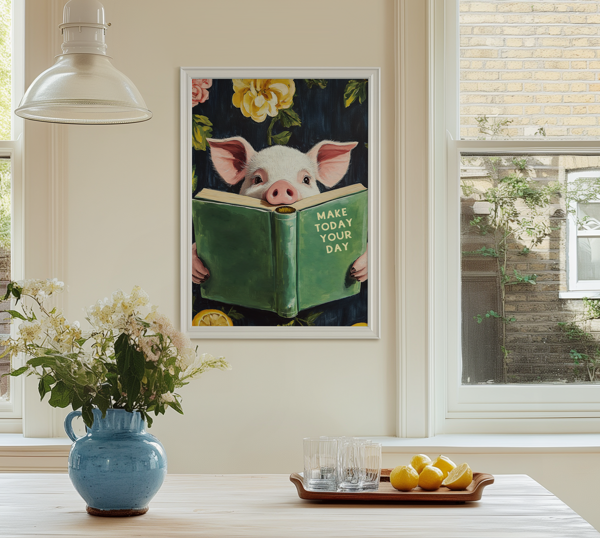 Funny Pig Reading Book – Whimsical Kitchen Wall Art Print - Image 9 by RebelMod