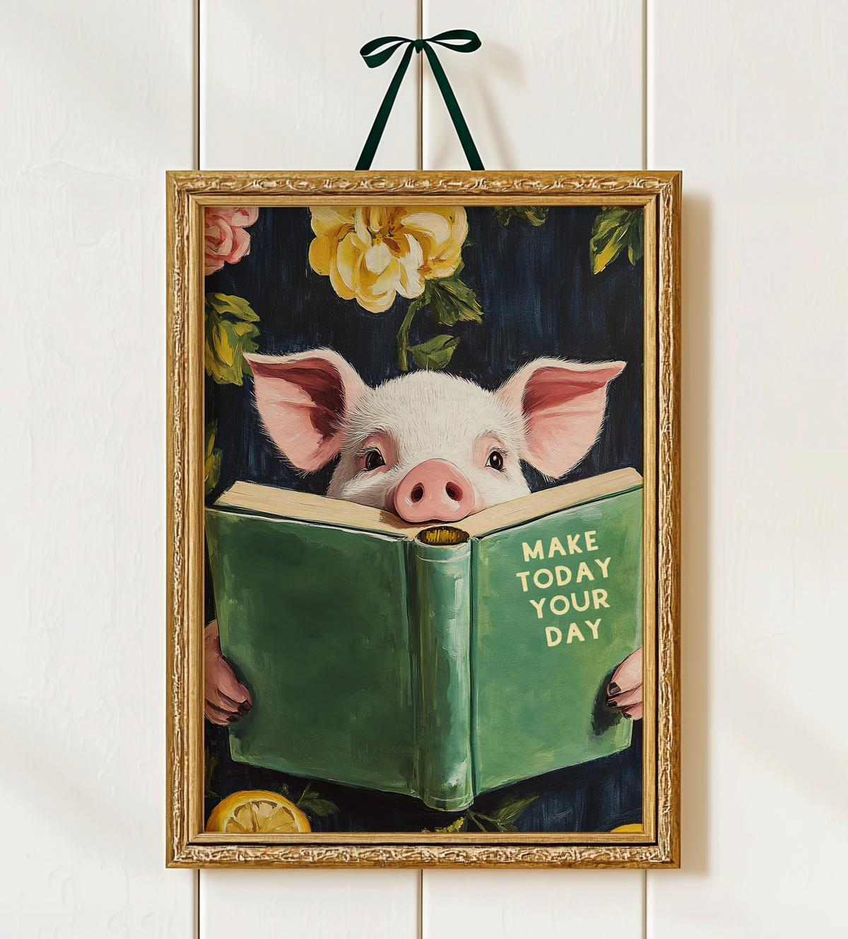 Funny Pig Reading Book – Whimsical Kitchen Wall Art Print - Image 4 by RebelMod