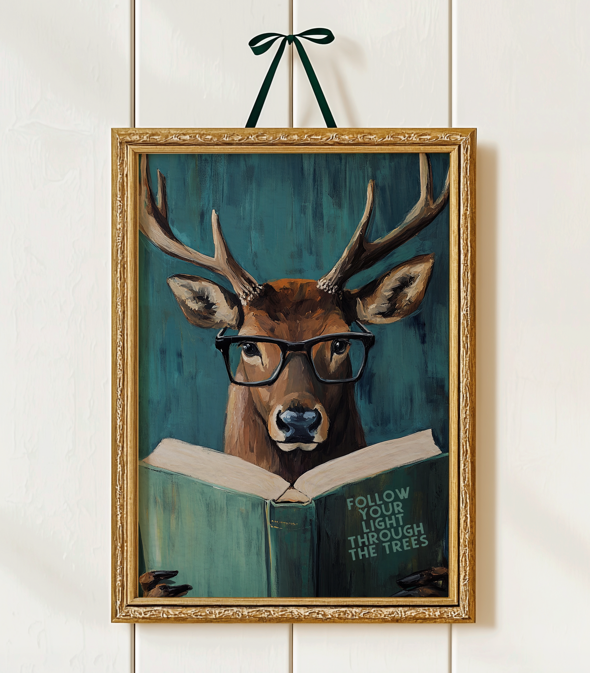 Whimsical Deer Reading Motivational Book – Funny Forest Wall Art Print - Image 2 by RebelMod