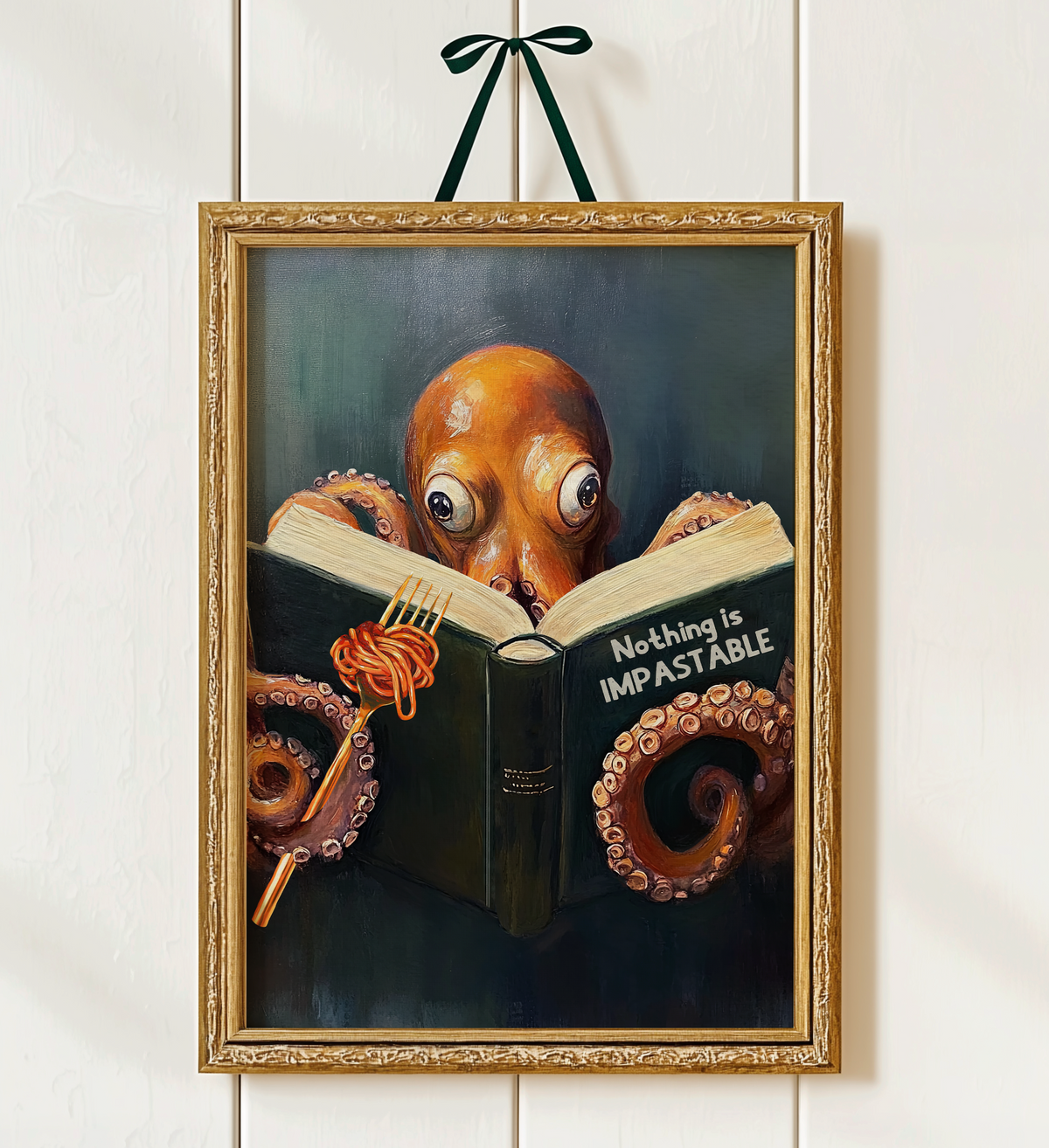 Whimsical Octopus Reading Book "Nothing is Impastable" - Motivational Kitchen Wall Art - Image 2 by RebelMod