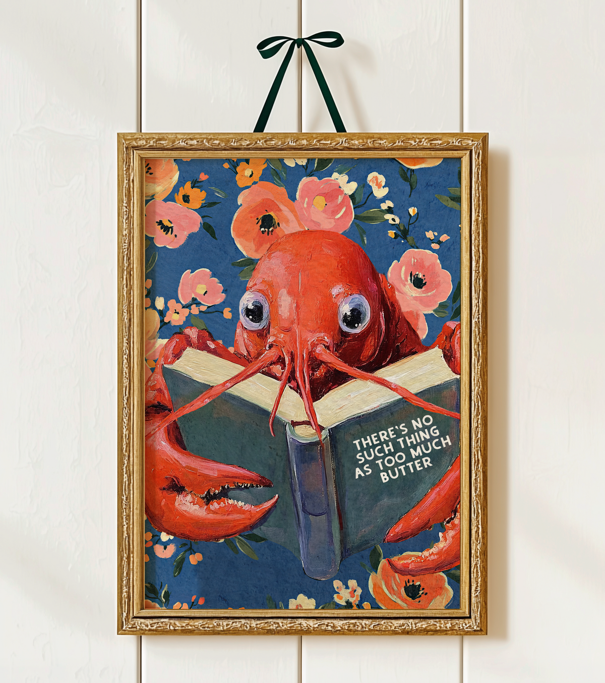 Whimsical Lobster Reading Recipe Book – Funny Kitchen Wall Art Print - Image 4 by RebelMod
