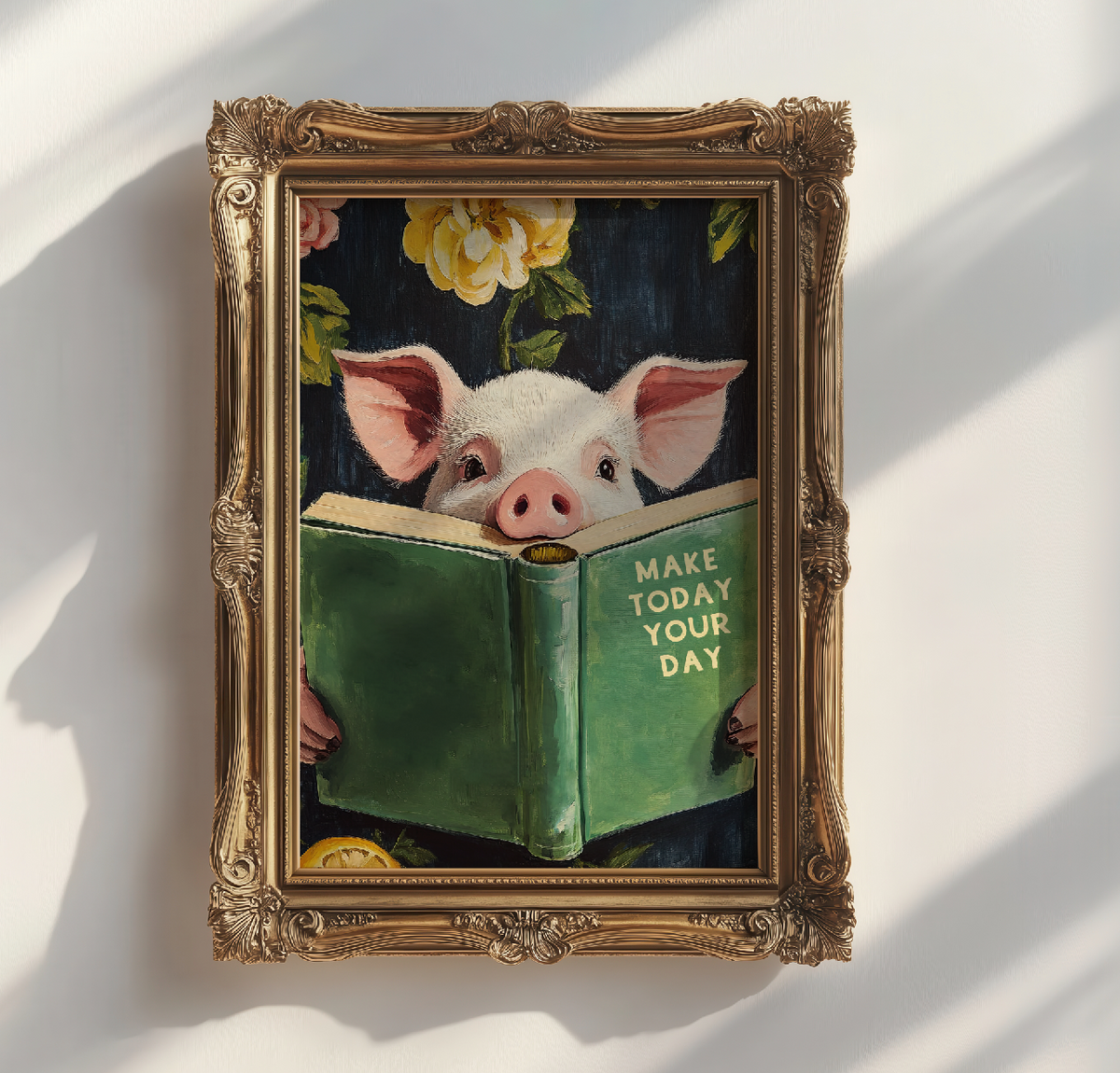 Funny Pig Reading Book – Whimsical Kitchen Wall Art Print - Image 3 by RebelMod