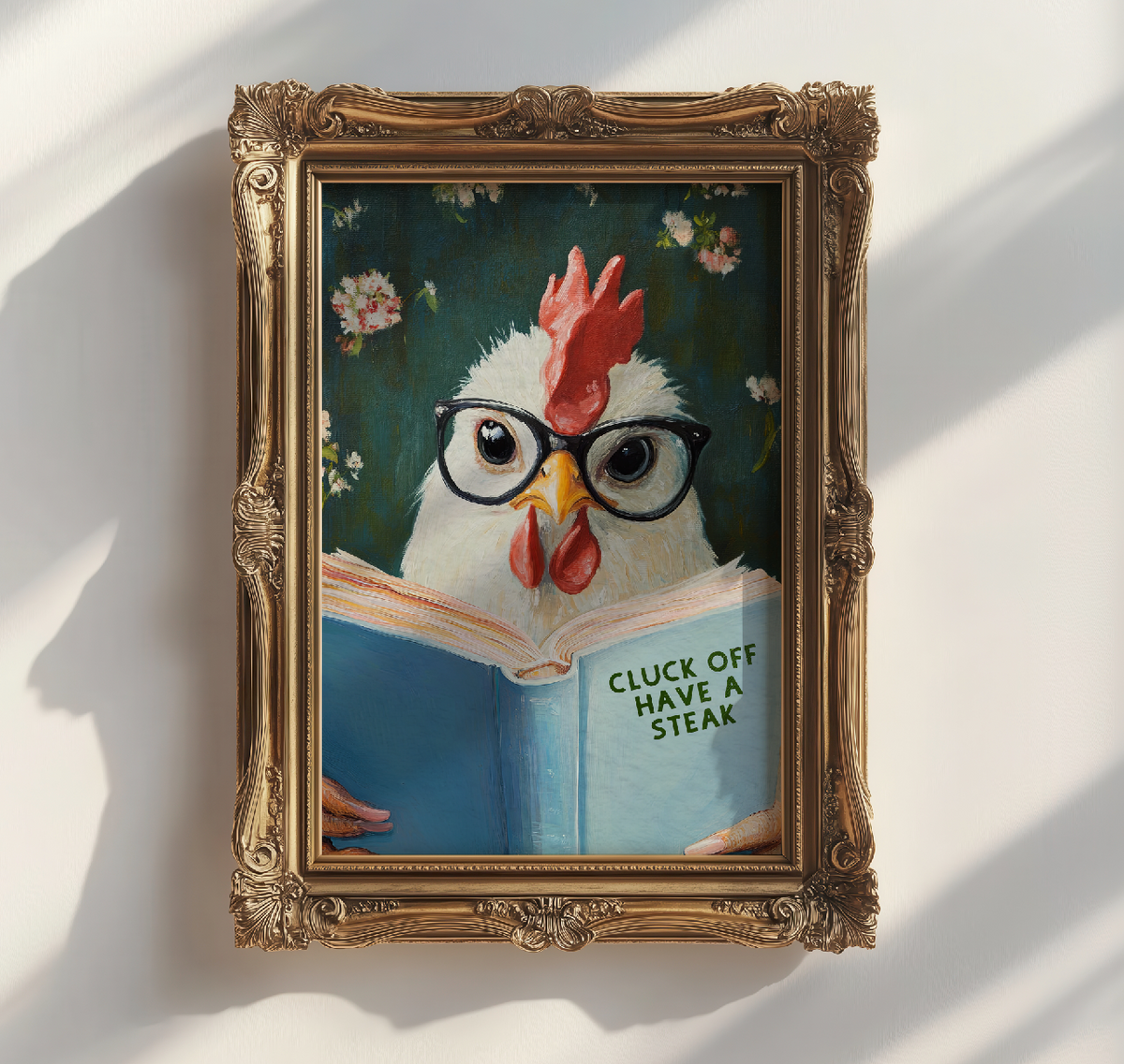 Funny Chicken Reading Book – Whimsical Kitchen Wall Art Print - Image 4 by RebelMod