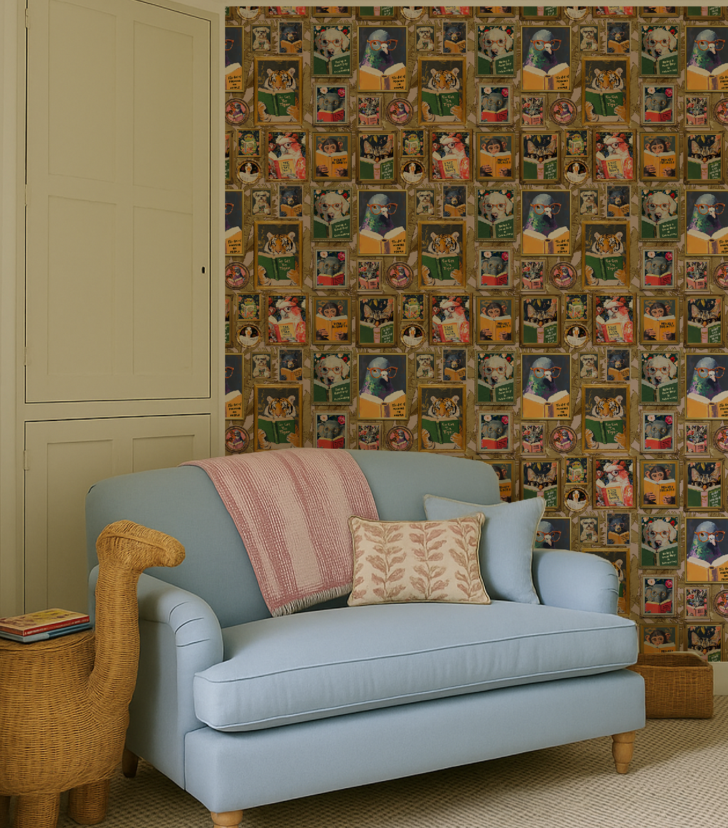 Small Whimsical Animals Reading Wallpaper - Version 2 - Image 6 by RebelMod