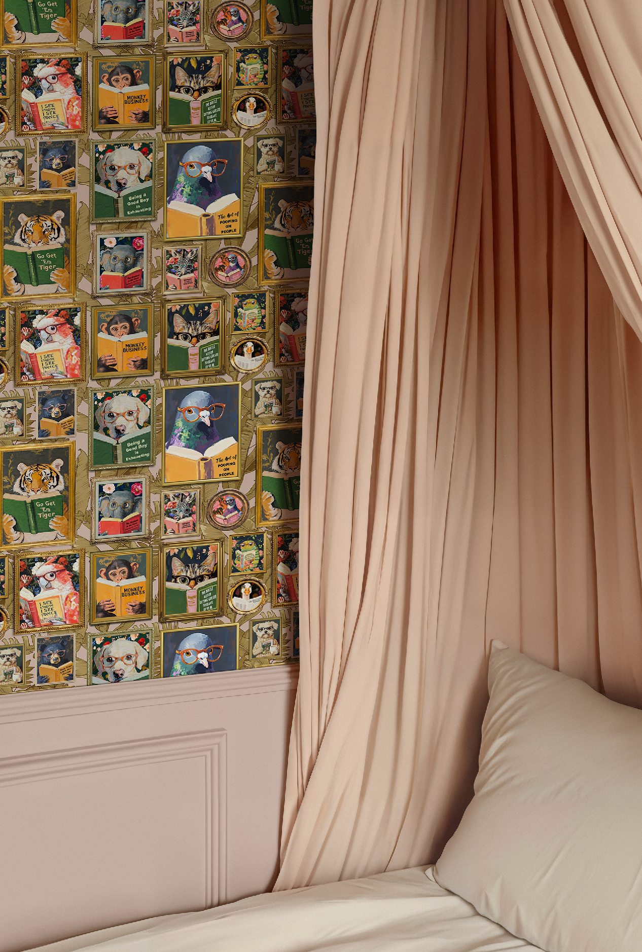 Small Whimsical Animals Reading Wallpaper - Version 2 by RebelMod