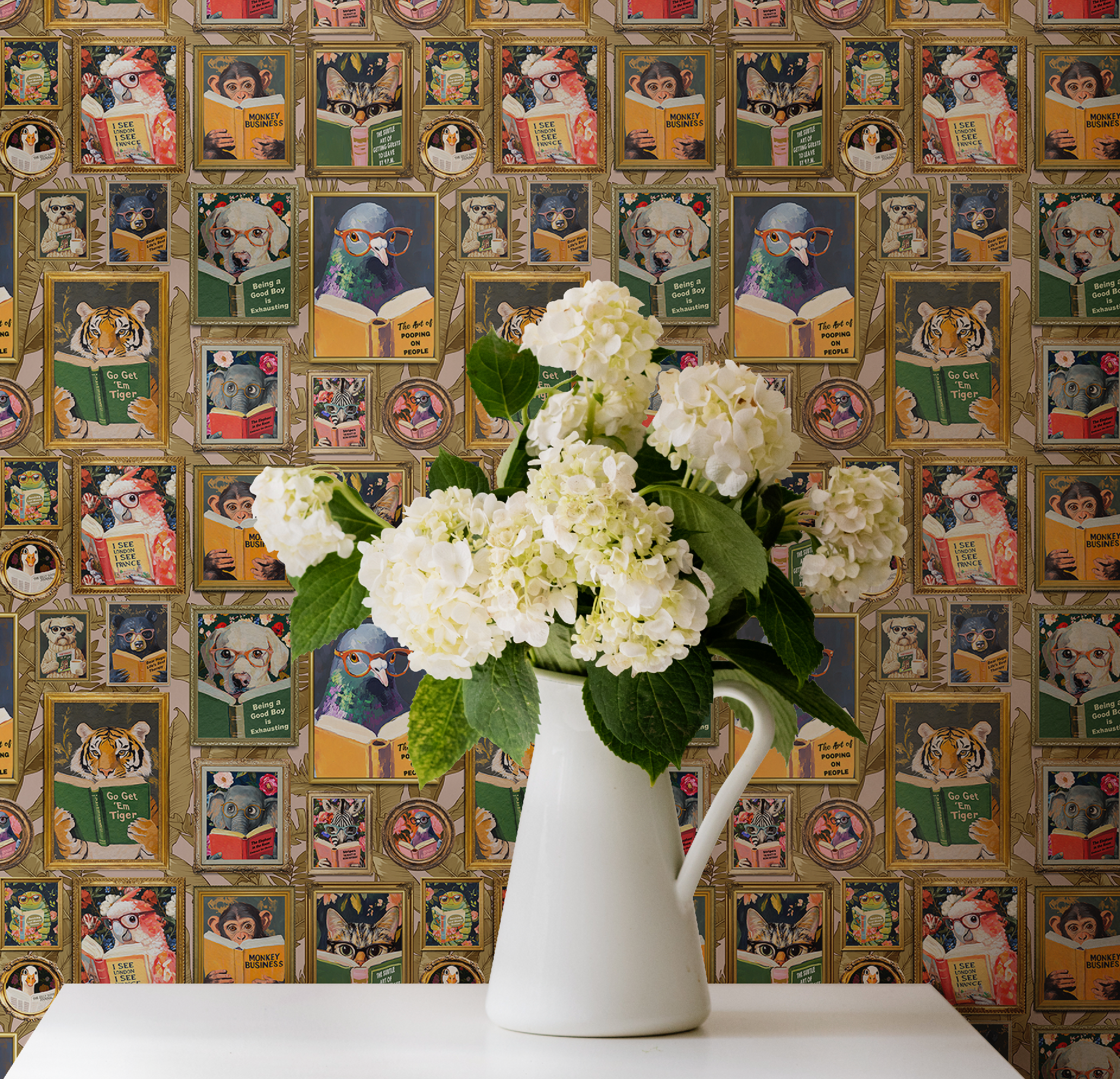 Small Whimsical Animals Reading Wallpaper - Version 2 - Image 3 by RebelMod