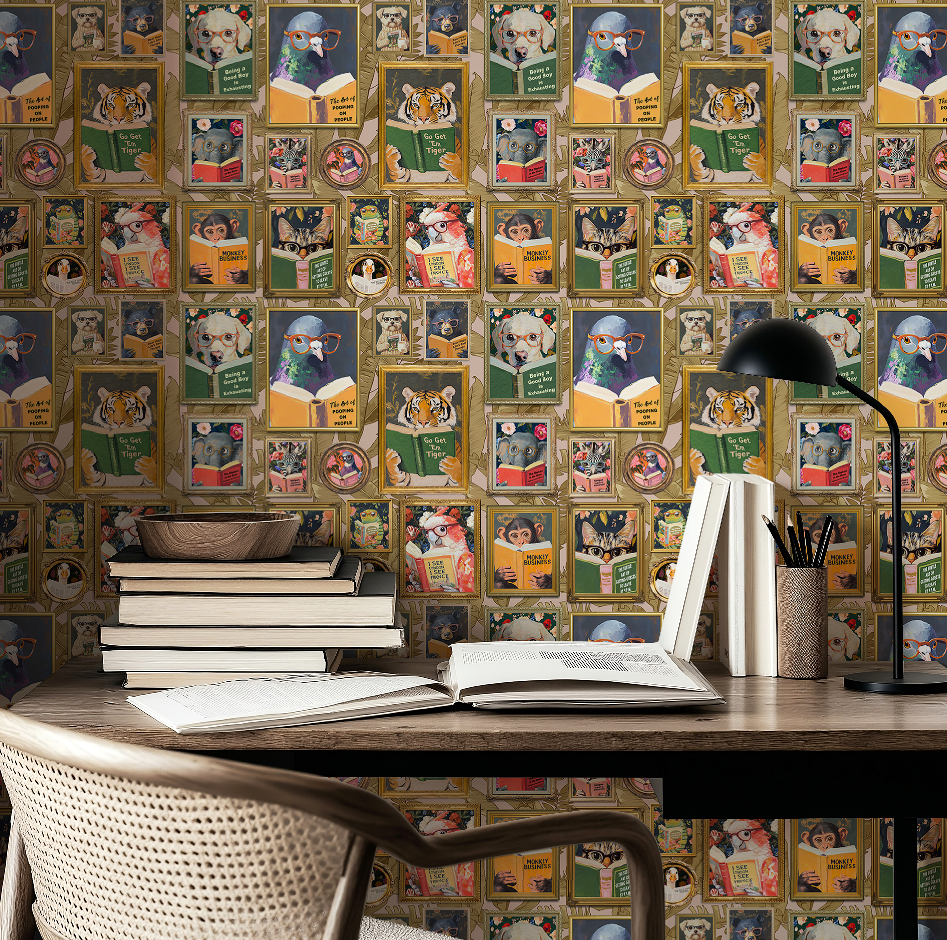Small Whimsical Animals Reading Wallpaper - Version 2 - Image 7 by RebelMod
