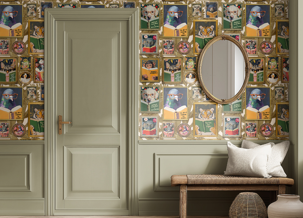 Whimsical Animals Reading Wallpaper - Version 2 - Ivory - Image 6 by RebelMod