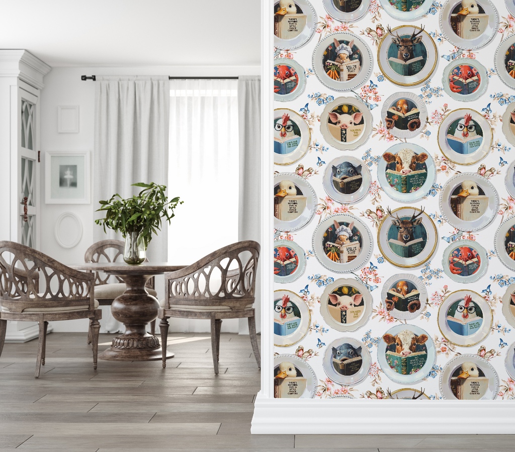 Animals Reading Kitchen Wallpaper - Floral - Image 3 by RebelMod